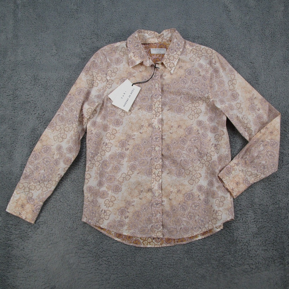 Tiger of Sweden RIS P Floral Cotton Button Down Shirt S66427007 Pink Tan 38